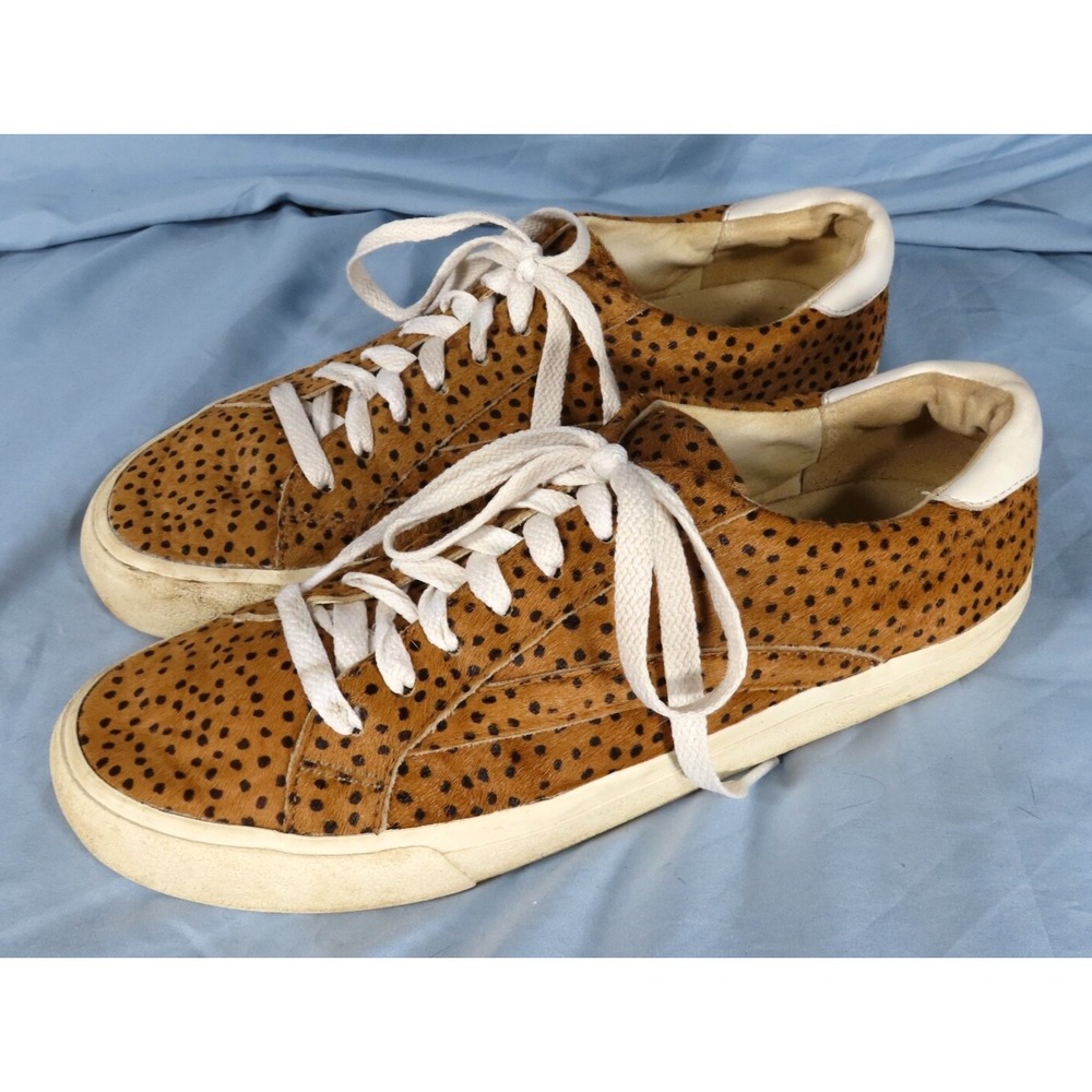 MADEWELL Sidewalk Spot Dot CALF HAIR LEATHER SNEAKERS Brown/Black Leopard SZ 10